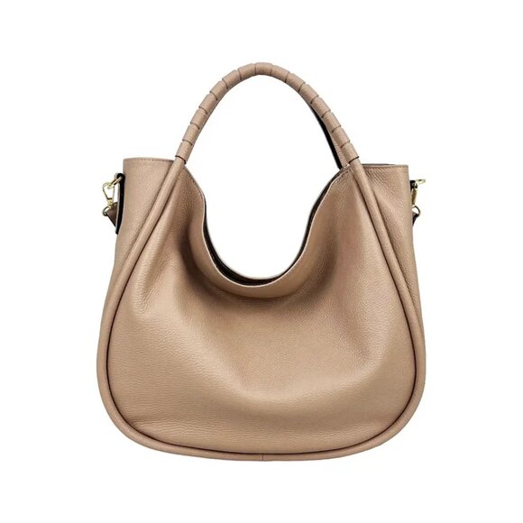 Italian Leather Women’s Large Hobo Handbag Nude Pink Made in Italy - Picture 3 of 14